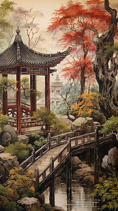 宽阔宁静的中国庭院图片