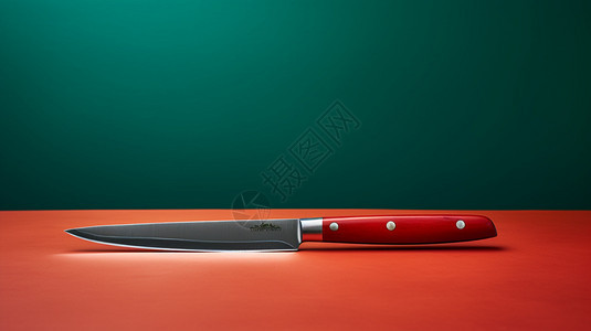 红色刀柄的水果刀背景图片