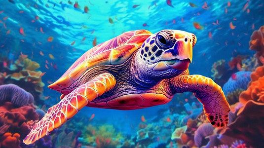 海洋中遨游的海龟图片