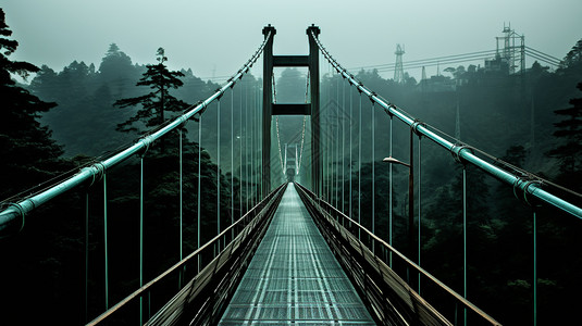 森林中的悬索桥背景图片