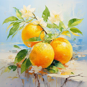 柑橘的素描画图片