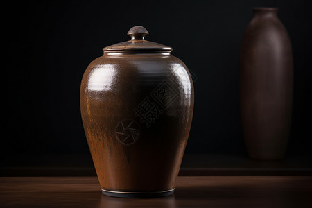 传统的陶制酒罐图片