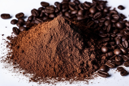 咖啡豆磨制的粉图片