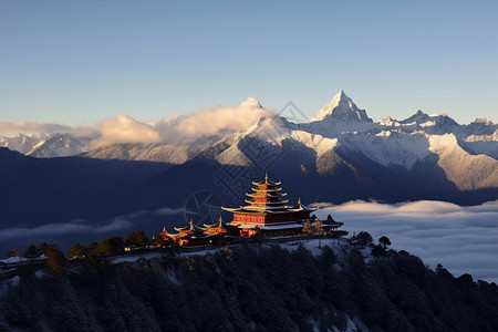 梅里雪山的美丽景观背景