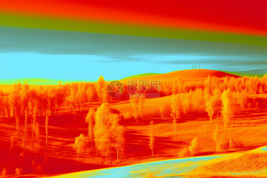 希尔电磁紫外线的森林景观图片