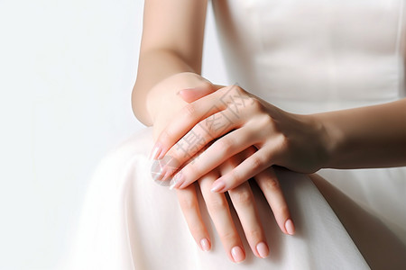 身纤细新娘护理的纤细手指背景