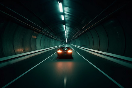 一辆汽车驶入隧道图片