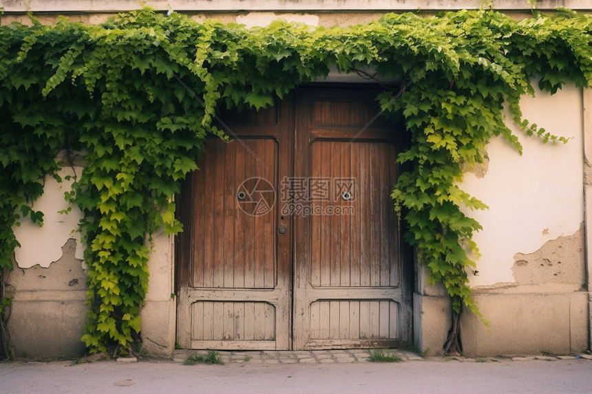 一个欧洲院落的门口图片