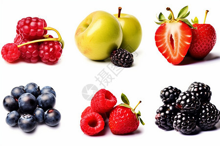 白色背景上的水果分类图片