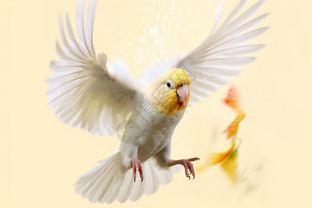 飞翔着的白色鹦鹉图片
