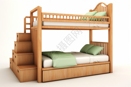 木制的双层床图片