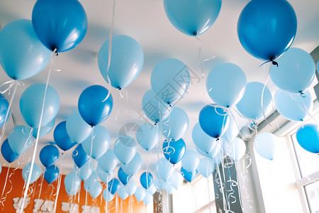蓝色气球蓝色美丽气球派对背景