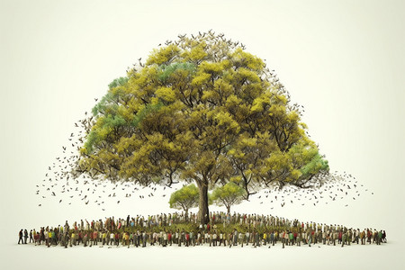 许多小人物组成一棵树图片