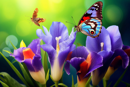 停在紫色花朵上的蝴蝶图片