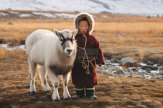 边远地区游牧民族的孩子图片