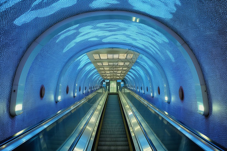城市地下地铁的自动扶梯图片