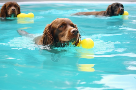 正在游泳的宠物狗图片
