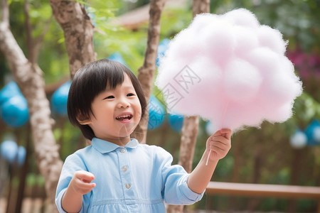 买棉花糖孩子可爱儿童吃棉花糖背景