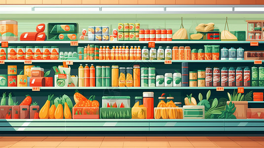 超市货架平面插图图片