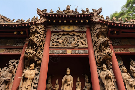 佛教建筑雕塑寺门图片