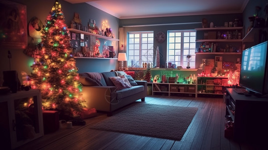 圣诞节室内家居布置场景图片