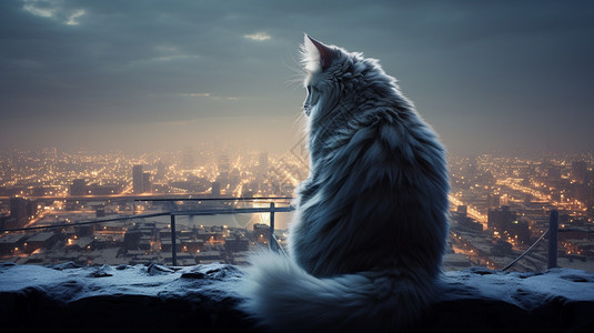 阳台上猫的插图高清图片