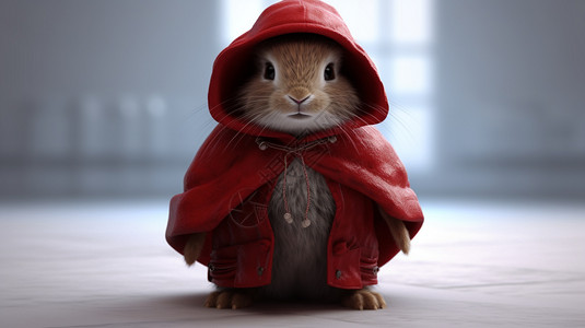 穿红色斗篷的兔子图片