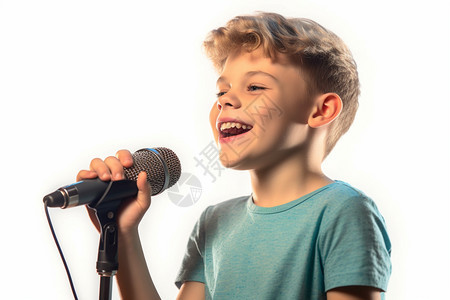 喜爱唱歌的外国小男孩背景图片