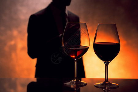 红酒派对玻璃杯中的红酒背景