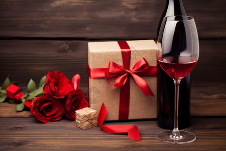 酒红色包素材包装精美的礼物盒背景