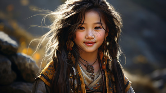 高原上微笑的藏族女孩图片