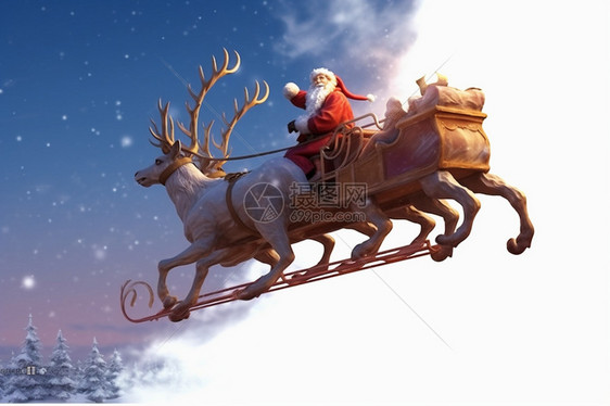 圣诞老人和麋鹿图片