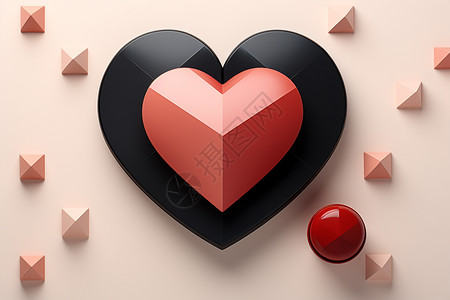 极简主义红黑爱心图标背景图片