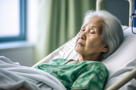 卧床病人病房中接受治疗的老人背景
