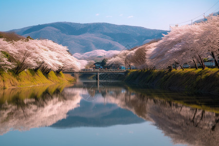 日本东京樱花日本樱花开花背景