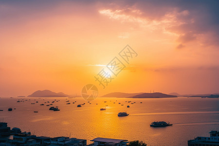 亚洲海滩日落景色高清图片