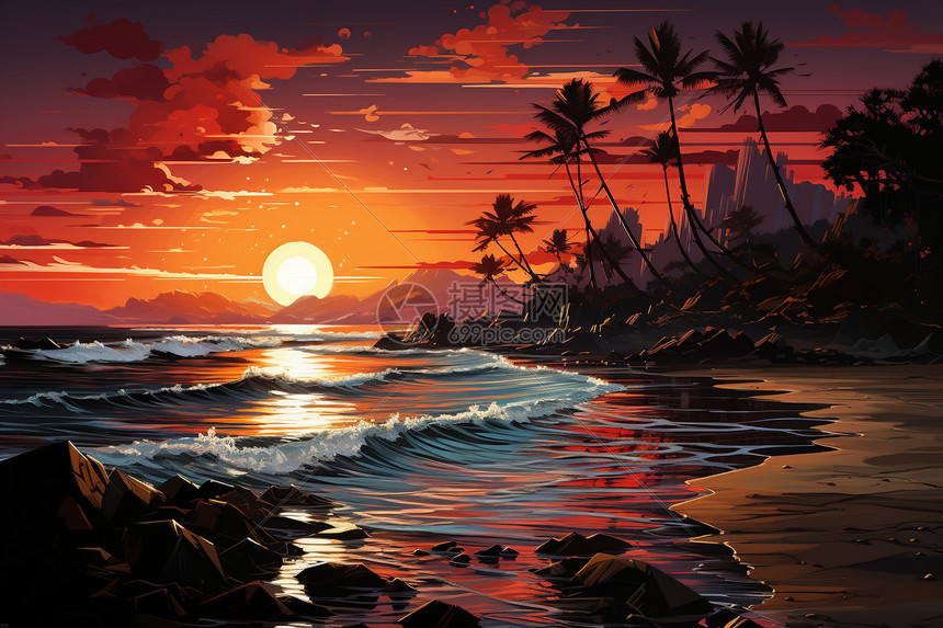 日落唯美的海景图片