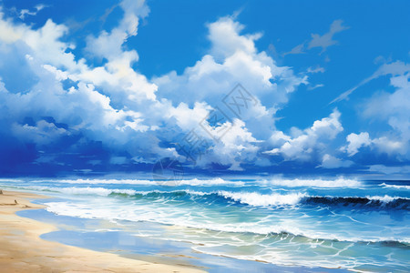 蔚蓝天空下的海滩图片
