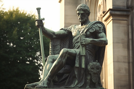 一个拿着剑的雕像图片