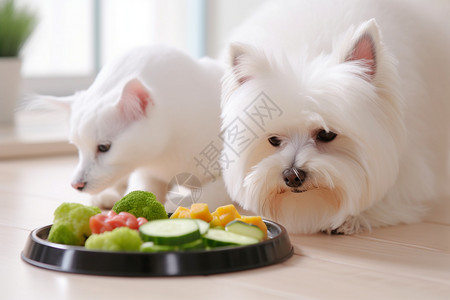 狗狗吃狗粮给狗狗吃的蔬菜背景