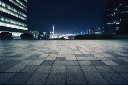 夜晚广场宽阔的路面背景