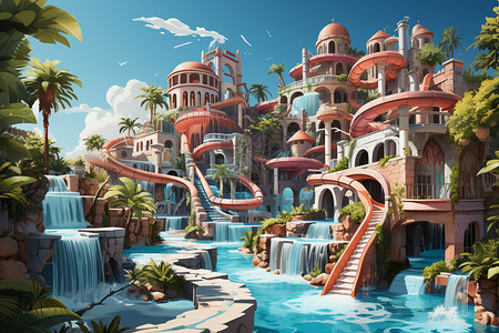多彩的水上乐园背景图片