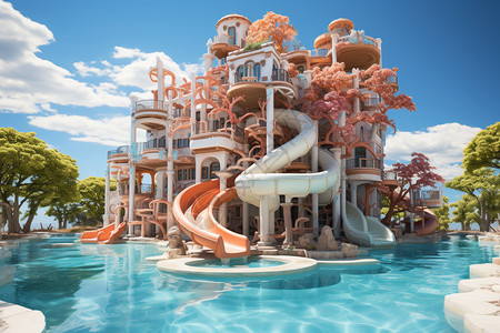 现代化的水上乐园背景图片