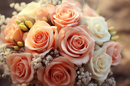 婚礼宴会上浪漫的花束图片