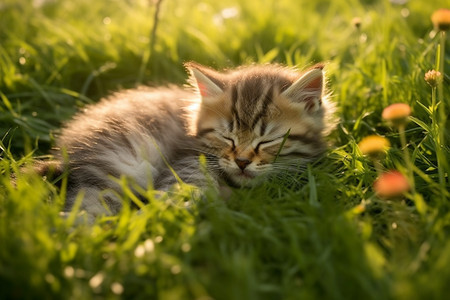 草地上的小猫图片