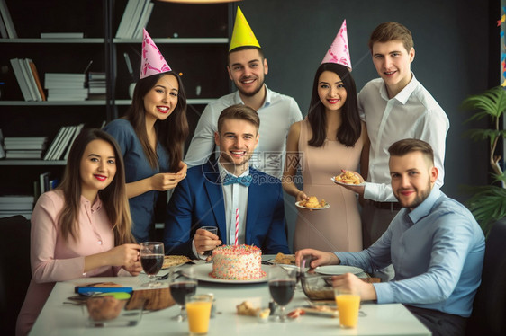 办公室庆祝生日的蛋糕图片