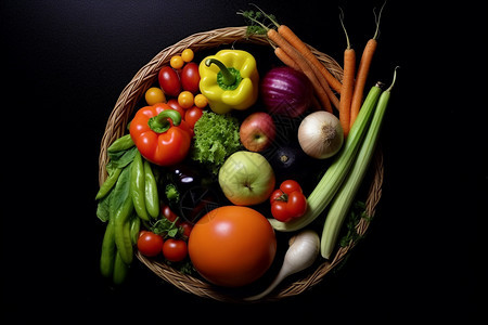 新鲜采摘的蔬菜水果图片