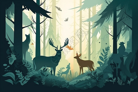 森林的插图背景图片
