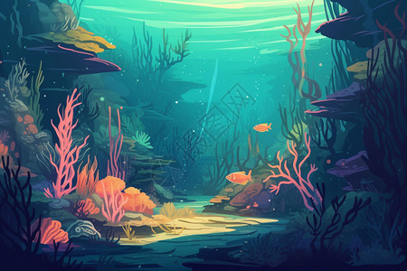 梦幻海底的插画图片