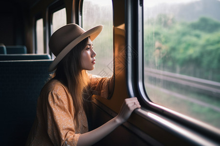 独自旅行的女子图片